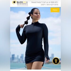 Certified UPF 50+ Navy Blue Long Sleeve Dress